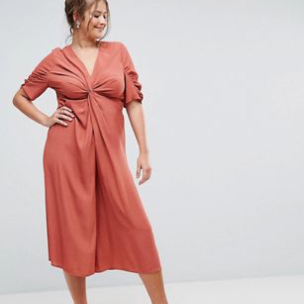 ASOS Curve Tea Jumpsuit with Knot Front